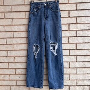 Stylish Blue Distressed Women's Jeans